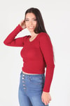 Bordo Bisiklet Yaka Bluz 1011