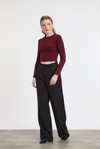 Bordo Bisiklet Yaka Bluz 2132
