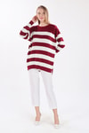 Bordo Bisiklet Yaka Çizgili Tunik 5380