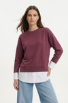 Bordo Bisiklet Yaka Garnili Bluz 8375