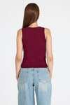 Bordo  Bisiklet Yaka Kolsuz Slim Fit Atlet 1663