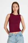 Bordo  Bisiklet Yaka Kolsuz Slim Fit Atlet 1663