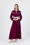 Bordo Biye Detaylı Bebe Yaka Elbise 4413A
