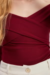 Bordo Çapraz Madonna Yaka Bluz 12748