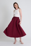 Bordo Cep Detay Mevlana Midi Etek 3950