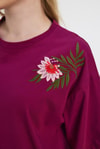 Bordo Çiçek Nakışlı Tişört 2150-21M