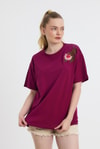 Bordo Çiçek Nakışlı Tişört 2150-21M