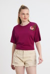 Bordo Çiçek Nakışlı Tişört 2150-21M