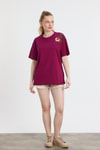 Bordo Çiçek Nakışlı Tişört 2150-21M