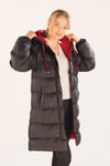 Bordo Çift Renkli Oversize Mont 0021-1