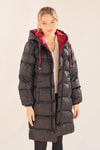 Bordo Çift Renkli Oversize Mont 0021-1