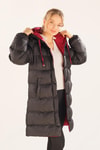 Bordo Çift Renkli Oversize Mont 0021-1