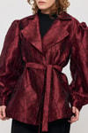Bordo Desenli Balon Kol Ceket 2848