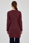 Bordo Düğme Detaylı Çizgili Triko Tunik 8132A