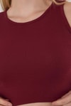 Bordo Fitilli Crop Kadın Atlet 1312