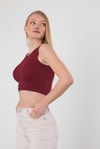 Bordo Fitilli Crop Kadın Atlet 1312