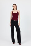 Bordo İnce Askılı Çıtçıtlı Bodysuit 13255