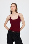 Bordo İnce Askılı Çıtçıtlı Bodysuit 13255