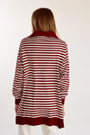 Bordo İnce Çizgi Polo Yaka Tunik 5345