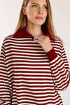 Bordo İnce Çizgi Polo Yaka Tunik 5345