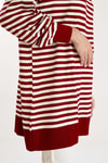 Bordo İnce Çizgi Polo Yaka Tunik 5345