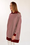 Bordo İnce Çizgi Polo Yaka Tunik 5345