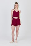 Bordo İp Askılı Fırfırlı Şortlu Takım 0703