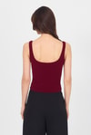 Bordo Kalın Askılı V Yaka Bluz 13293