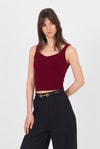 Bordo Kalın Askılı V Yaka Bluz 13293