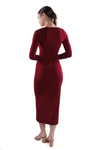 Bordo Kare Yaka Elbise 385