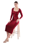 Bordo Kare Yaka Elbise 385