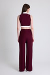 Bordo Kolsuz Crop Bluz ve Şeritli Palazzo Pantolon Takım 2215