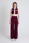 Bordo Kolsuz Crop Bluz ve Şeritli Palazzo Pantolon Takım 2215