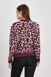 Bordo Leopar Detay Triko Kazak 24342