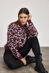 Bordo Leopar Detay Triko Kazak 24342