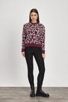 Bordo Leopar Detay Triko Kazak 24342