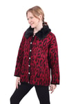 Bordo Leopar Yakası Kürklü Hırka 22288