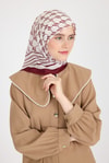 Bordo Monogram Desenli Eşarp 3015