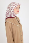 Bordo Monogram Desenli Eşarp 3015