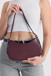 Bordo Oval Baget Çanta 3001