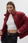 Bordo Oversize Dik Yaka Şişme Mont 4010