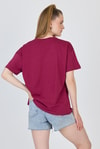 Bordo Oversize Zürafa Baskılı Tişört 2150-12M