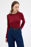 Bordo Premium/Viskoz Yumuşak Kumaşlı Parmak Geçmeli Crop Bluz 8162A
