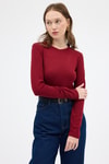 Bordo Premium/Viskoz Yumuşak Kumaşlı Parmak Geçmeli Crop Bluz 8162A