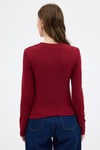 Bordo Premium/Viskoz Yumuşak Kumaşlı Parmak Geçmeli Crop Bluz 8162A