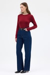 Bordo Premium/Viskoz Yumuşak Kumaşlı Parmak Geçmeli Crop Bluz 8162A