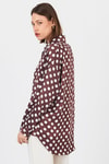 Bordo Puantiye Desen Oversize Saten Gömlek 9411