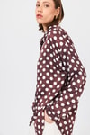 Bordo Puantiye Desen Oversize Saten Gömlek 9411