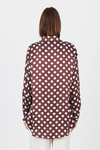 Bordo Puantiye Desen Oversize Saten Gömlek 9411