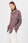 Bordo Puantiye Desen Oversize Saten Gömlek 9411